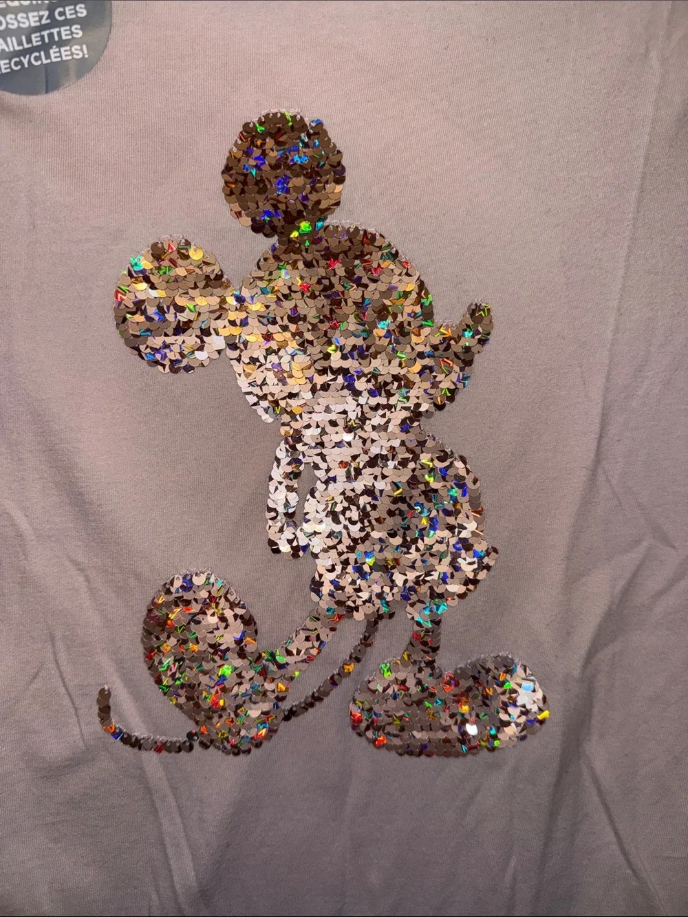 GAP Pink Long-Sleeve Sequin Mickey Mouse Tee